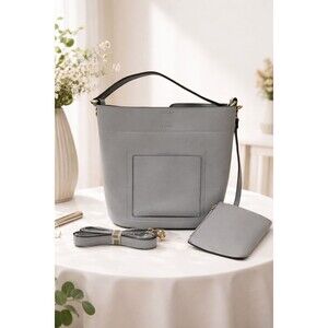 Moda Luxe Purse Bag Shoulder bag Gray with Removable Wristlet and Shoulder Strap